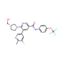 Cc1ncc(-c2cc(C(=O)Nc3ccc(OC(F)(F)F)cc3)cnc2N2CC[C@H](CO)C2)cc1F ZINC001772613875