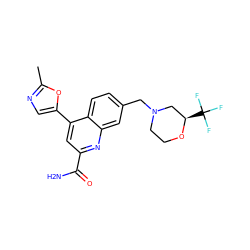 Cc1ncc(-c2cc(C(N)=O)nc3cc(CN4CCO[C@H](C(F)(F)F)C4)ccc23)o1 ZINC000221611450