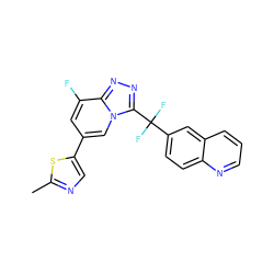 Cc1ncc(-c2cc(F)c3nnc(C(F)(F)c4ccc5ncccc5c4)n3c2)s1 ZINC000299862561