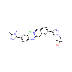 Cc1ncc(-c2ccc(Nc3cc4cc(-c5cnn(CC(C)(C)O)c5)ccc4cn3)c(Cl)c2)n1C ZINC000207717630