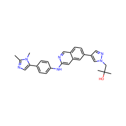 Cc1ncc(-c2ccc(Nc3cc4cc(-c5cnn(CC(C)(C)O)c5)ccc4cn3)cc2)n1C ZINC000207712729