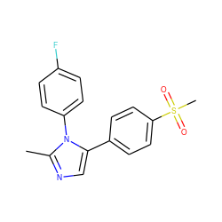 Cc1ncc(-c2ccc(S(C)(=O)=O)cc2)n1-c1ccc(F)cc1 ZINC000013525109