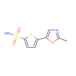 Cc1ncc(-c2ccc(S(N)(=O)=O)s2)o1 ZINC000473130229