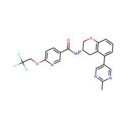 Cc1ncc(-c2cccc3c2C[C@H](NC(=O)c2ccc(OCC(F)(F)F)nc2)CO3)cn1 ZINC000084728202