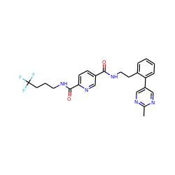 Cc1ncc(-c2ccccc2CCNC(=O)c2ccc(C(=O)NCCCC(F)(F)F)nc2)cn1 ZINC000095560059