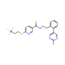 Cc1ncc(-c2ccccc2CCNC(=O)c2ccc(OCCC(F)(F)F)nc2)cn1 ZINC000095560029