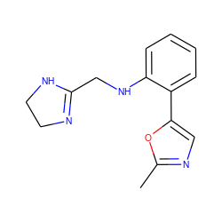 Cc1ncc(-c2ccccc2NCC2=NCCN2)o1 ZINC000013438339