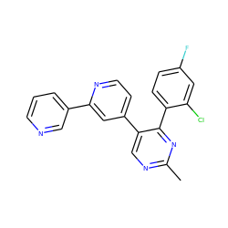 Cc1ncc(-c2ccnc(-c3cccnc3)c2)c(-c2ccc(F)cc2Cl)n1 ZINC000299857982