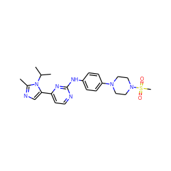 Cc1ncc(-c2ccnc(Nc3ccc(N4CCN(S(C)(=O)=O)CC4)cc3)n2)n1C(C)C ZINC000040917886