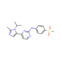 Cc1ncc(-c2ccnc(Nc3ccc(S(C)(=O)=O)cc3)n2)n1C(C)C ZINC000040442496