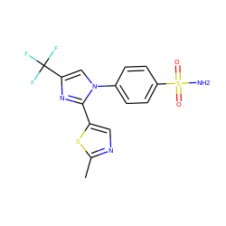 Cc1ncc(-c2nc(C(F)(F)F)cn2-c2ccc(S(N)(=O)=O)cc2)s1 ZINC000003814634