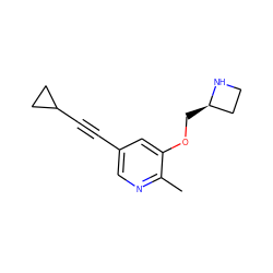 Cc1ncc(C#CC2CC2)cc1OC[C@@H]1CCN1 ZINC000095585223