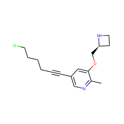 Cc1ncc(C#CCCCCCl)cc1OC[C@@H]1CCN1 ZINC000095581591