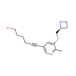 Cc1ncc(C#CCCCCO)cc1OC[C@@H]1CCN1 ZINC000095584517