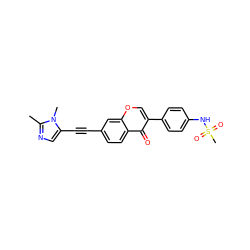 Cc1ncc(C#Cc2ccc3c(=O)c(-c4ccc(NS(C)(=O)=O)cc4)coc3c2)n1C ZINC000142644134