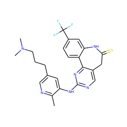 Cc1ncc(CCCN(C)C)cc1Nc1ncc2c(n1)-c1ccc(C(F)(F)F)cc1NC(=S)C2 ZINC000082157362