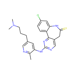 Cc1ncc(CCCN(C)C)cc1Nc1ncc2c(n1)-c1ccc(Cl)cc1NC(=S)C2 ZINC000082157359