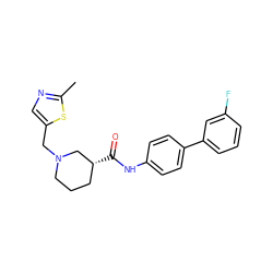 Cc1ncc(CN2CCC[C@@H](C(=O)Nc3ccc(-c4cccc(F)c4)cc3)C2)s1 ZINC000015066204