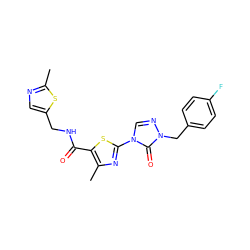 Cc1ncc(CNC(=O)c2sc(-n3cnn(Cc4ccc(F)cc4)c3=O)nc2C)s1 ZINC000113375432