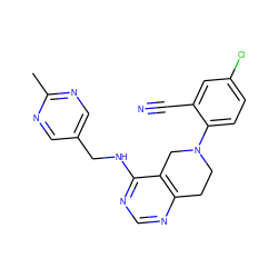 Cc1ncc(CNc2ncnc3c2CN(c2ccc(Cl)cc2C#N)CC3)cn1 ZINC000148219849