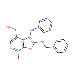 Cc1ncc(CO)c2c(Nc3ccccc3)c(NCc3ccccc3)oc12 ZINC000095575140