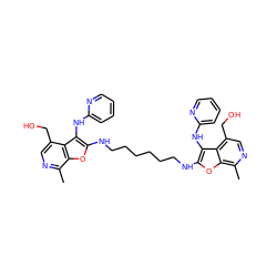 Cc1ncc(CO)c2c(Nc3ccccn3)c(NCCCCCCNc3oc4c(C)ncc(CO)c4c3Nc3ccccn3)oc12 ZINC000095575211