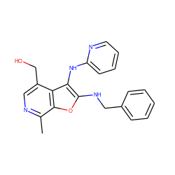 Cc1ncc(CO)c2c(Nc3ccccn3)c(NCc3ccccc3)oc12 ZINC000095578800