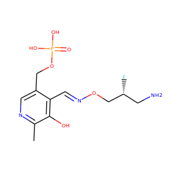 Cc1ncc(COP(=O)(O)O)c(/C=N/OC[C@H](F)CN)c1O ZINC000001547631