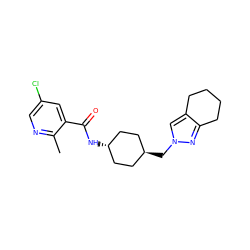 Cc1ncc(Cl)cc1C(=O)N[C@H]1CC[C@H](Cn2cc3c(n2)CCCC3)CC1 ZINC000261134188