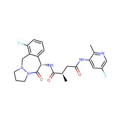 Cc1ncc(F)cc1NC(=O)C[C@@H](C)C(=O)N[C@@H]1C(=O)N2CCCN2Cc2c(F)cccc21 ZINC001772589601