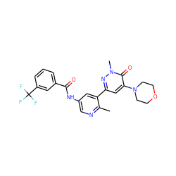 Cc1ncc(NC(=O)c2cccc(C(F)(F)F)c2)cc1-c1cc(N2CCOCC2)c(=O)n(C)n1 ZINC000225965341