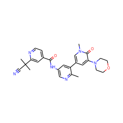 Cc1ncc(NC(=O)c2ccnc(C(C)(C)C#N)c2)cc1-c1cc(N2CCOCC2)c(=O)n(C)c1 ZINC000225956652