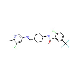 Cc1ncc(NC[C@H]2CC[C@H](NC(=O)c3cc(C(F)(F)F)ccc3Cl)CC2)cc1Cl ZINC000261113636