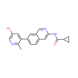 Cc1ncc(O)cc1-c1ccc2cc(NC(=O)C3CC3)ncc2c1 ZINC000144308157