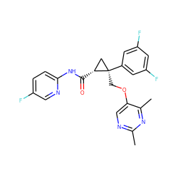 Cc1ncc(OC[C@@]2(c3cc(F)cc(F)c3)C[C@H]2C(=O)Nc2ccc(F)cn2)c(C)n1 ZINC000118079133