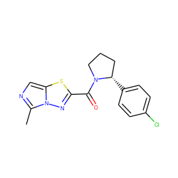 Cc1ncc2sc(C(=O)N3CCC[C@@H]3c3ccc(Cl)cc3)nn12 ZINC000210697559