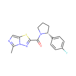 Cc1ncc2sc(C(=O)N3CCC[C@@H]3c3ccc(F)cc3)nn12 ZINC000210697785