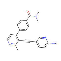 Cc1nccc(-c2ccc(C(=O)N(C)C)cc2)c1C#Cc1ccc(N)nc1 ZINC000202387629