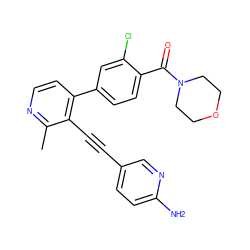 Cc1nccc(-c2ccc(C(=O)N3CCOCC3)c(Cl)c2)c1C#Cc1ccc(N)nc1 ZINC000202387281