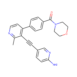 Cc1nccc(-c2ccc(C(=O)N3CCOCC3)cc2)c1C#Cc1ccc(N)nc1 ZINC000202384053