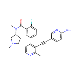 Cc1nccc(-c2ccc(F)c(C(=O)N(C)[C@@H]3CCN(C)C3)c2)c1C#Cc1ccc(N)nc1 ZINC000202386354