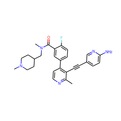 Cc1nccc(-c2ccc(F)c(C(=O)N(C)CC3CCN(C)CC3)c2)c1C#Cc1ccc(N)nc1 ZINC000202383490