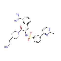 Cc1nccc(-c2cccc(S(=O)(=O)N[C@@H](Cc3cccc(C(=N)N)c3)C(=O)N3CCC(CCN)CC3)c2)n1 ZINC000042852465