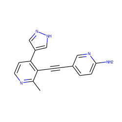 Cc1nccc(-c2cn[nH]c2)c1C#Cc1ccc(N)nc1 ZINC000202384533