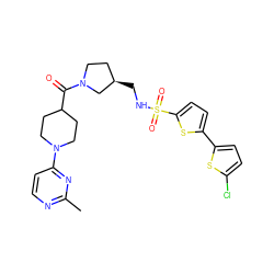 Cc1nccc(N2CCC(C(=O)N3CC[C@@H](CNS(=O)(=O)c4ccc(-c5ccc(Cl)s5)s4)C3)CC2)n1 ZINC000028956097