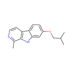 Cc1nccc2c1[nH]c1cc(OCC(C)C)ccc12 ZINC000066252193