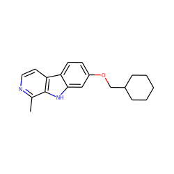 Cc1nccc2c1[nH]c1cc(OCC3CCCCC3)ccc12 ZINC000066259933