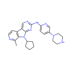 Cc1nccc2c3cnc(Nc4ccc(N5CCNCC5)cn4)nc3n(C3CCCC3)c12 ZINC000117686610