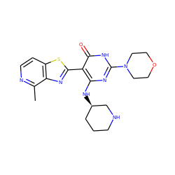 Cc1nccc2sc(-c3c(N[C@@H]4CCCNC4)nc(N4CCOCC4)[nH]c3=O)nc12 ZINC001772615450