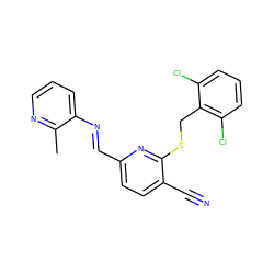 Cc1ncccc1/N=C/c1ccc(C#N)c(SCc2c(Cl)cccc2Cl)n1 ZINC000013487729